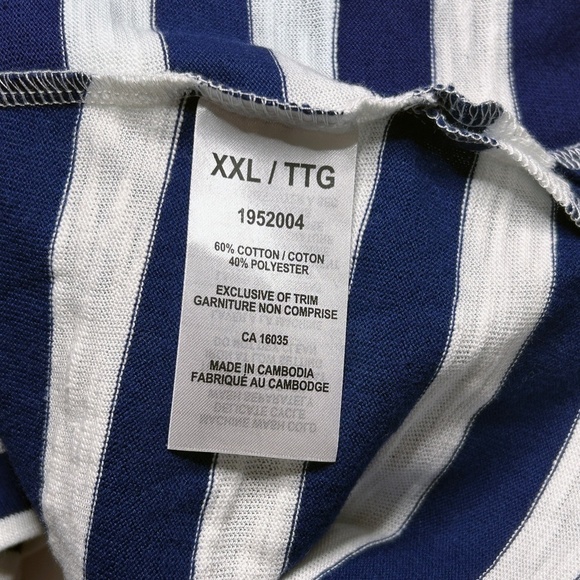 Nicole Miller Stripe Tee shirt Tank Top Navy V-Neck Short Sleeve Hi Low NWOT - Picture 7 of 11